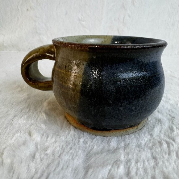 Handmade Studio Art Stoneware Pottery Soup Mug With Unique Glaze Signed 87' - Picture 1 of 6